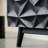 Matte Black Oak Cabinet with Grooved Handles