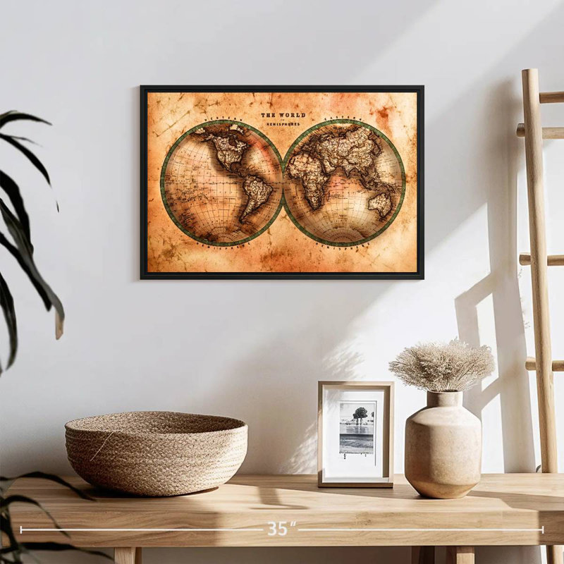 Rustic Hemispheres Reidy, 19" X 13", Floating Frame Black