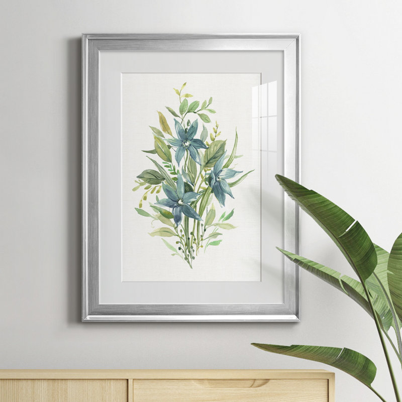 «Greenery I» - Peinture sur toile encadrée, Argent, H 22,5 po x l 30,5 po x P 1,5 po