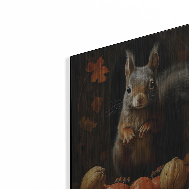 Art mural luxueux «Black Squirrel With Nuts» par Momart, H 16 po x l 12 po