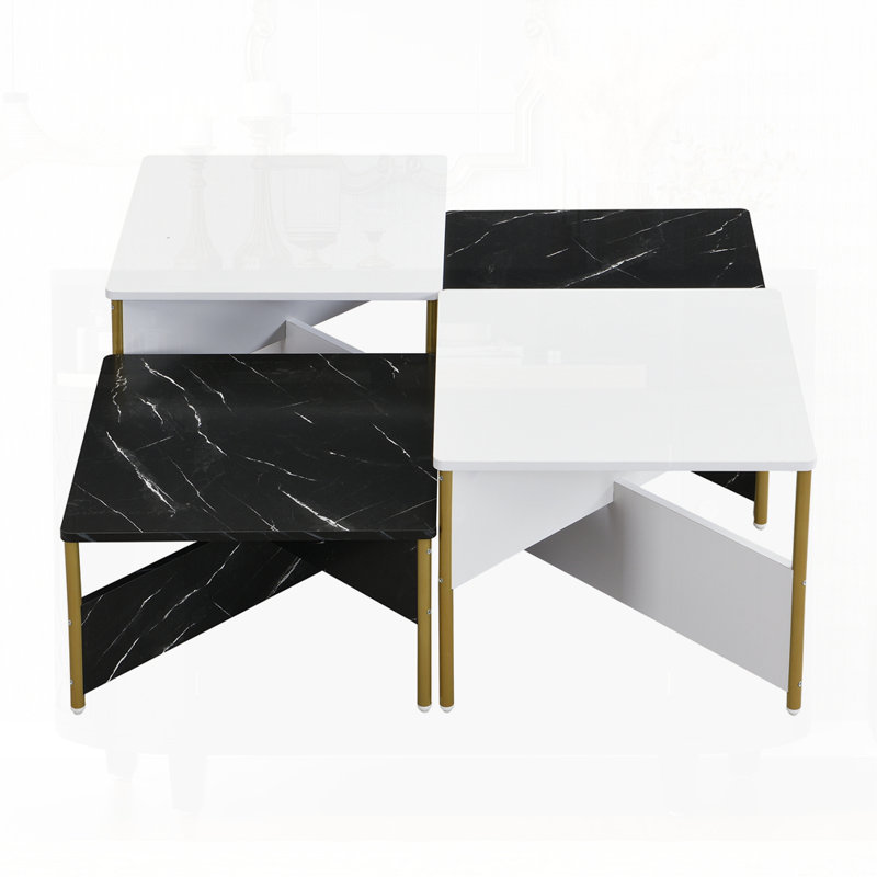 Ensemble de 4 tables basses Modern Modern, Noir / blanc