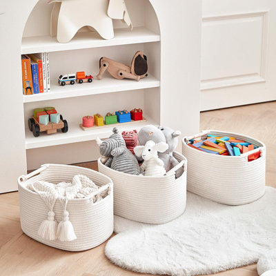 3 Pack Storage Basket For Cabinet And Toy Organization  Baskets For Storage - Baby Toy Bin - Toy Storage Organizer - Ideal For Empty Gift Baskets To Fill