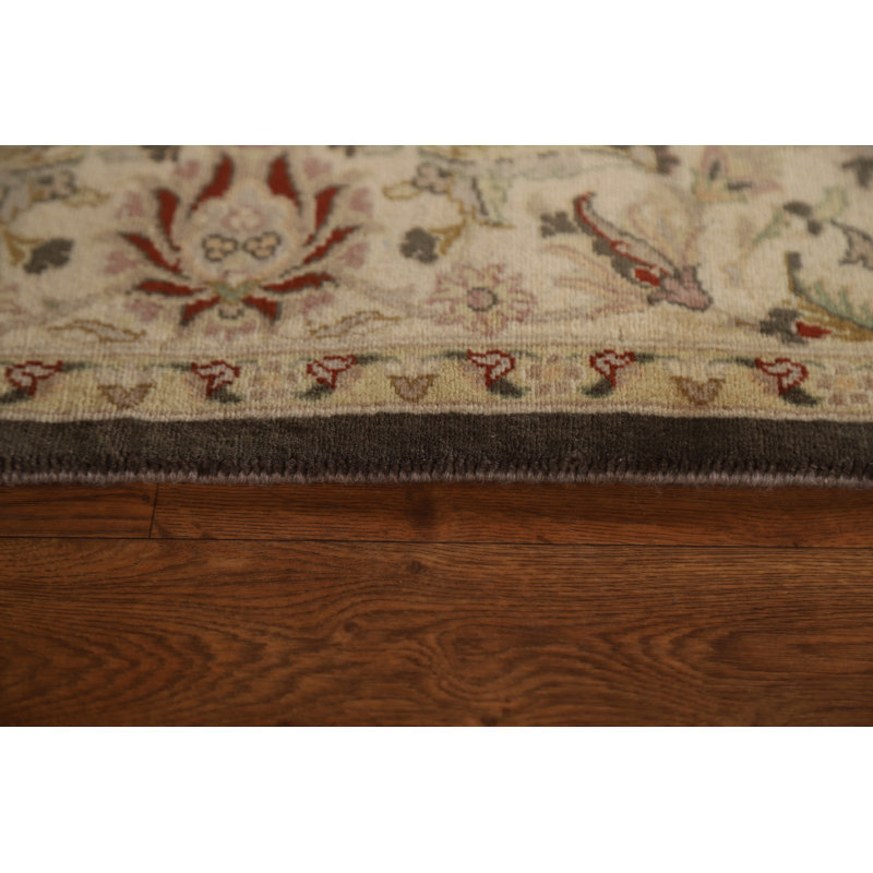 Tapis unique en laine noué à la main brun / gris / rouge nouvel âge 4 pi 2 po x 6 pi 4 po
