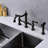 Bridge Dual Handles Kitchen Faucet, Matte Black With Pull-Out Side Spray, Brass, Rust, , 360-Degree Rotating Steady Nozzle Faucet And Corrosion, Leak-, Consistent-Going