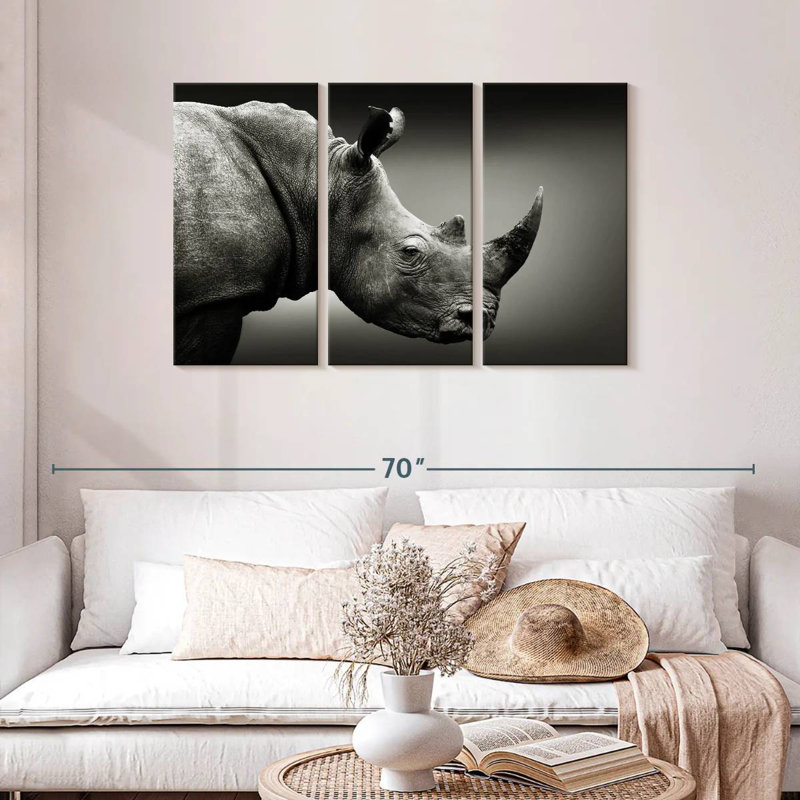 Rhino brun et blanc Brampt, H 28 po x l 45 po