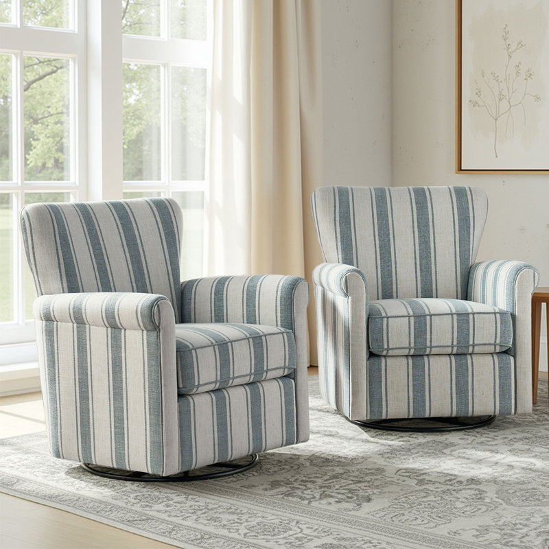 Ensemble de 2 chaises berçantes pivotantes Darnelle, Bleu