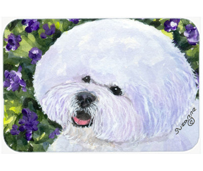 Winston Porter White Bichon Frise and Purple Glass Cutting Board