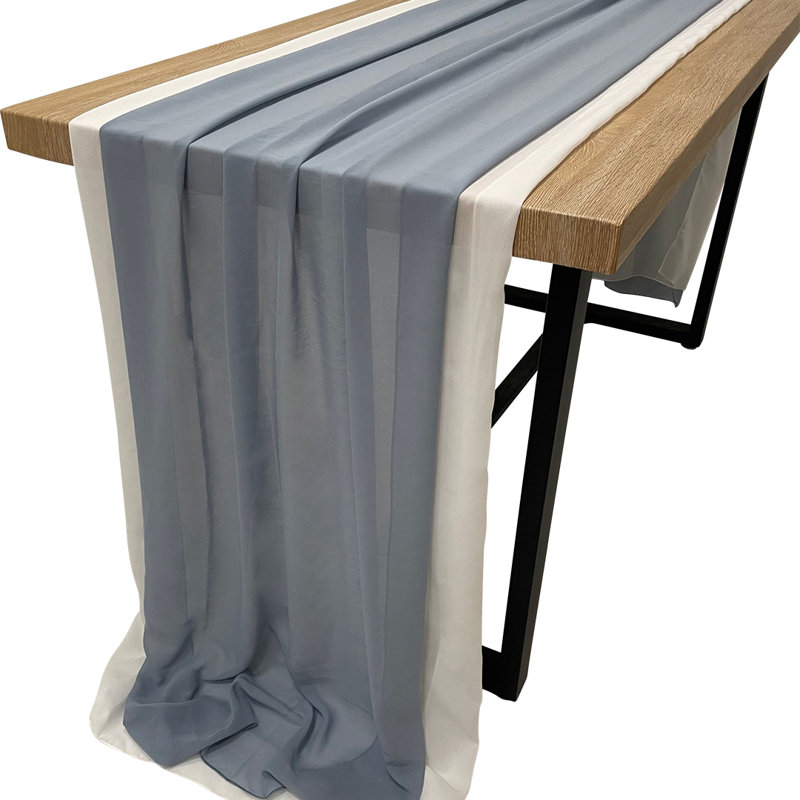 Chemin de table Comfrey, Blanc / Poussière bleue