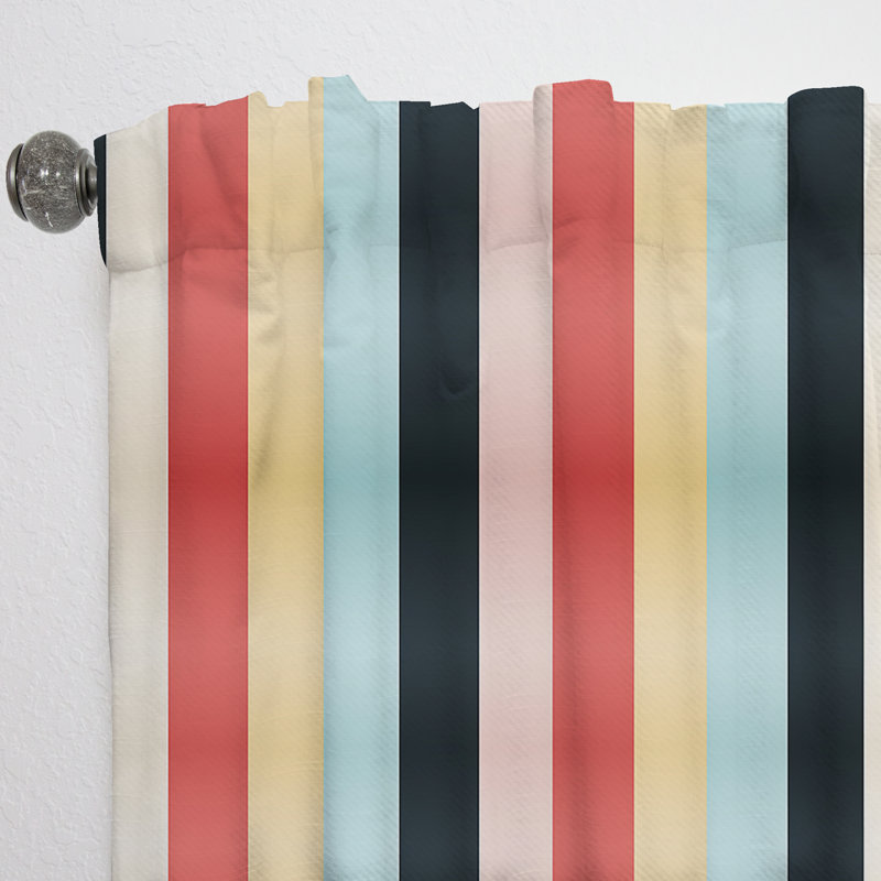 Retro Revival Striped Motif III - Rideau à rayures - Rideau à rayures obscurcissant - 1 panneaux, L 52 po x L 120 po