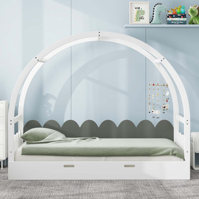 Twin Size Stretchable Vaulted Roof Bed, Children's Bed Pine Wood Frame -  Alcott HillÂ®, 9A13ADCF1E8F422380BC3CC3B7C27123