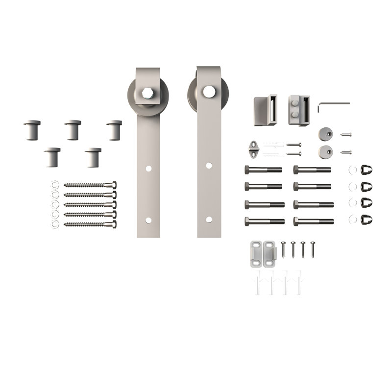Brushed White Single Door Barn Door Hardware Kit