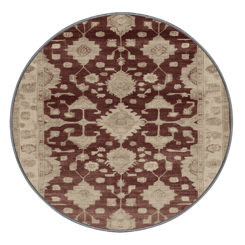 Machine Washable Overdyed Gray Area Rug, Round 8'