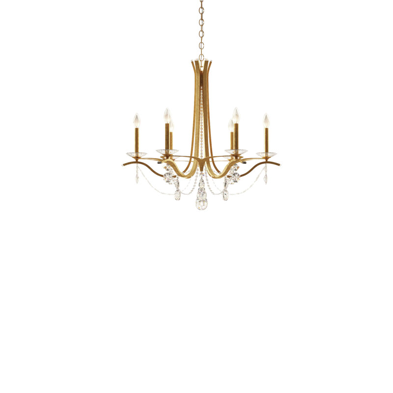 Vesca 6 - Light Chandelier, Clear Heritage Crystal, Etruscan Gold