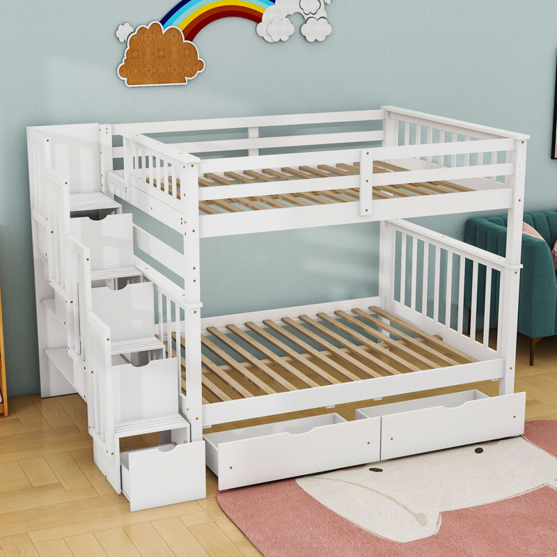 Gregoor Kids Full Over Full Bunk Bed with Drawers, White