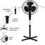 Mantraraj 51.2cm Oscillating Pedestal/Standing Fan 3 Speed Settings Black Floor Fan