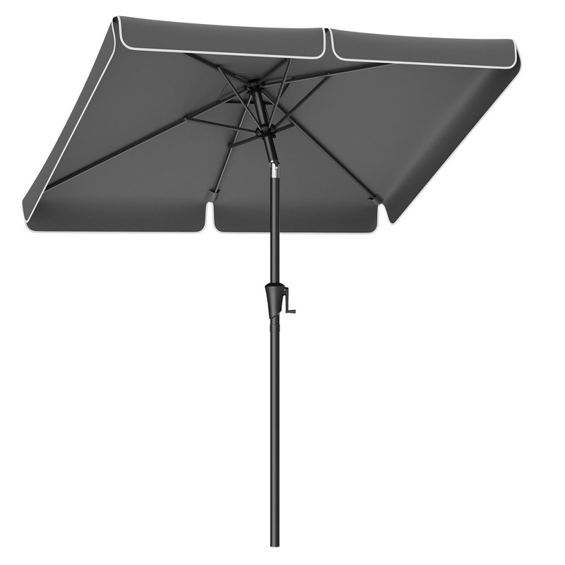 Careena 200cm Market Parasol, 220cm H x 200cm W x 150cm D, Grey/Brown/Blue