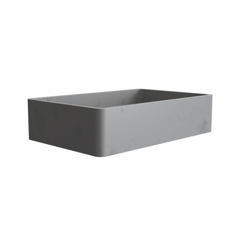19.68'' Concrete Vessel Rectangular Modern Gray Bathroom Sink, Gray