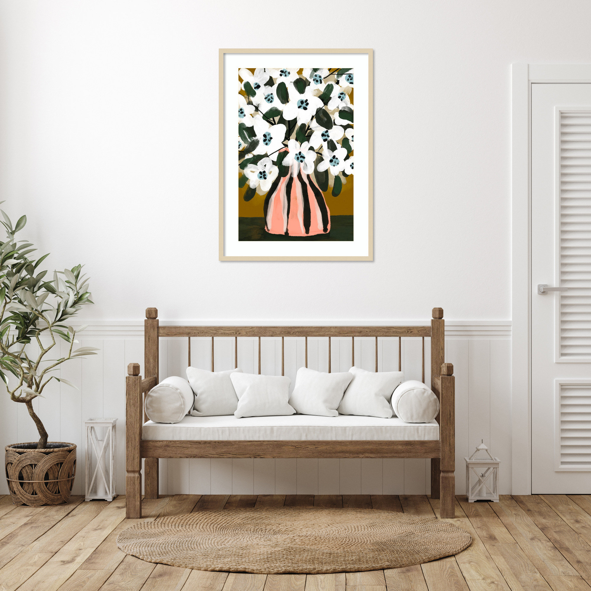 Pastel Flower Impression No 9 by Treechild Wood Framed Wall Art Print, 41" H x 30" W, Brown