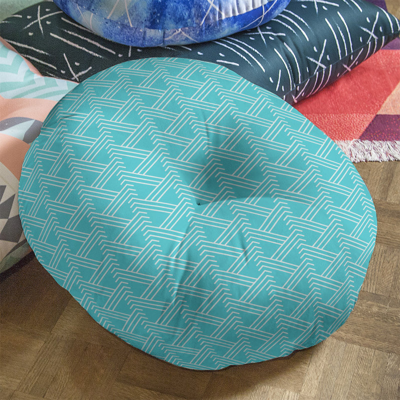 Coussin de sol zig zag classique, 30 po x 30 po, sarcelle
