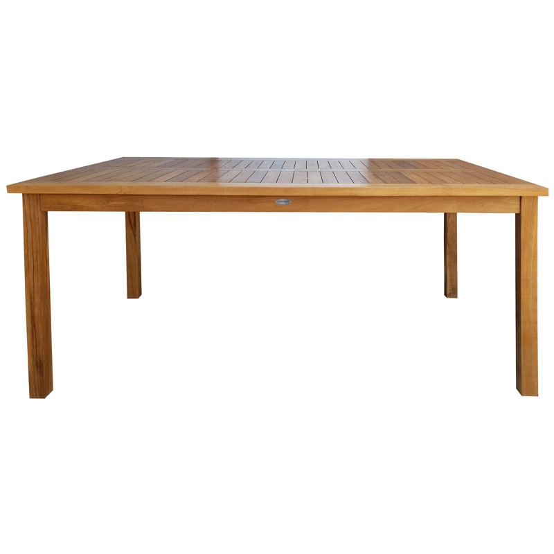 Kiana Rectangular Teak Outdoor Dining Table With Umbrella Hole , in. W 36'' in. D, 36" W x 55" L x 30" H