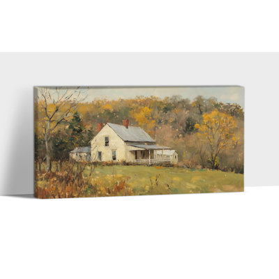 Art mural d'automne à la ferme - décoration murale photos d'automne, art mural sur toile paysage rétro, estampes d'automne pour le salon, décoration murale rustique, peinture encadrée, 12 po x 24 po