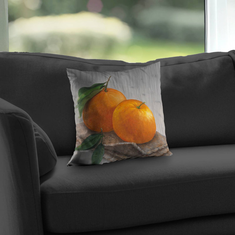 Two Oranges Throw Pillow - Kitchen Hyperrealist Decor Insert