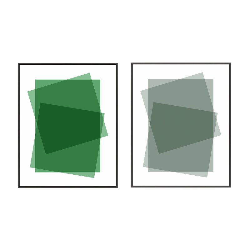 «Green & Sage Kami» par James Pilon, Toile encadrée noire, H 30 po x l 24 po