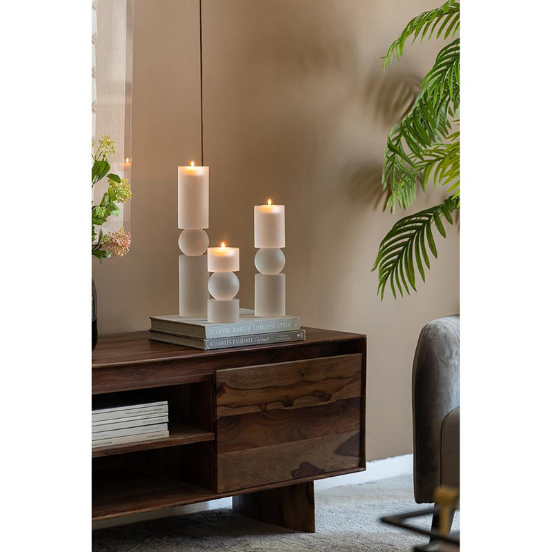 Glass Tabletop Tealight Holder, 7" H x 3" W x 3" D