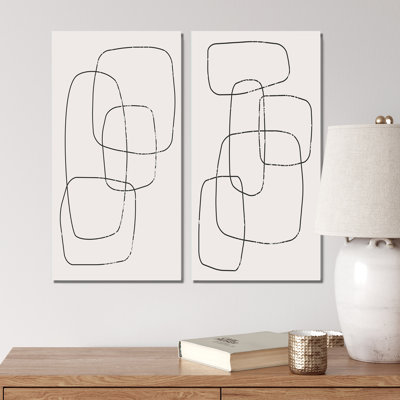 Abstract Geometric Minimalistic Line I - 2 Piece Painting Set