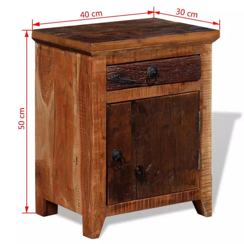 Table de chevet en bois d'acacia massif récupéré