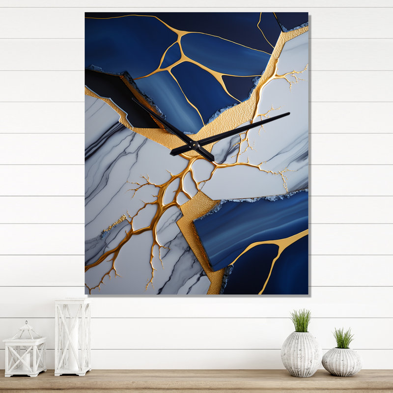 Abstract Geode I - Horloges murales abstraites en marbre, H 40 po x l 30 po x P 1 po