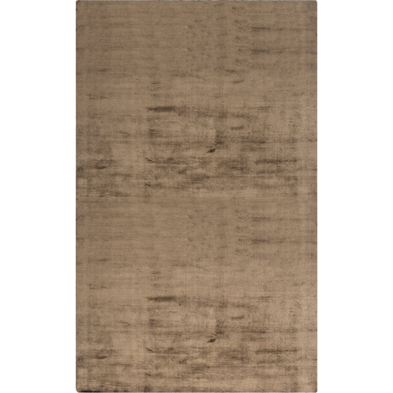 Tapis brun en viscose fait à la main Endora, Rectangle 4 pi x 6 pi