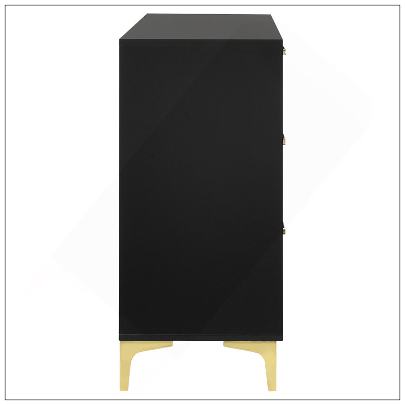 Commode rectangulaire à 6 tiroirs Lexie, Noir