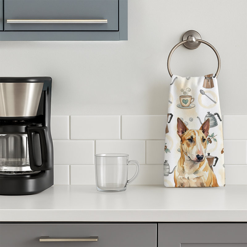 Miniature Bull Terrier Coffee Bar Kitchen Towel, Miniature Bull Terrier