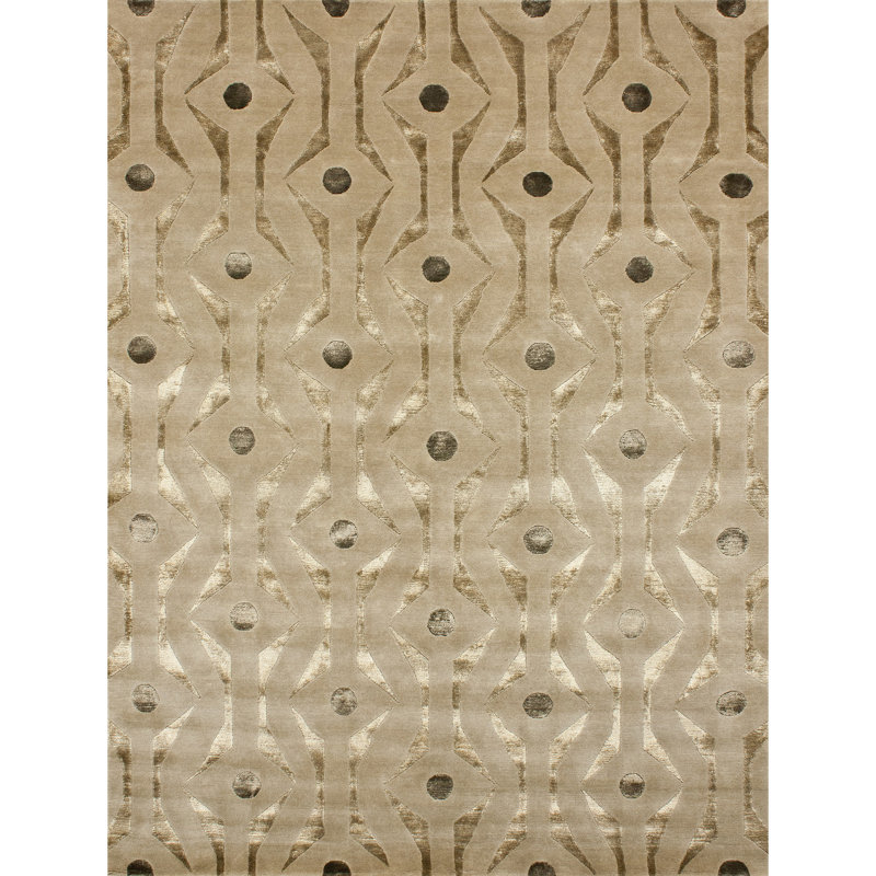 Geometric Area Rug in Black/Brown/Beige, Rectangle 6' x 9'