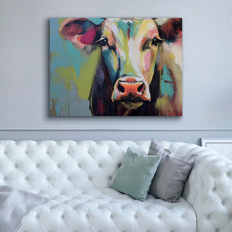 «The Cow No 2» par Andreas Magnusson, art mural sur toile, 34 po x 26 po, H 40 po x l 54 po x P 1,5 po