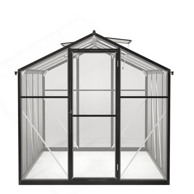 6X8 FT Greenhouse For Outdoors, Polycarbonate Greenhouse With Quick Setup Structure And Roof Vent, Aluminum Large Walk-In Greenhouse For Outside Garden Backyard