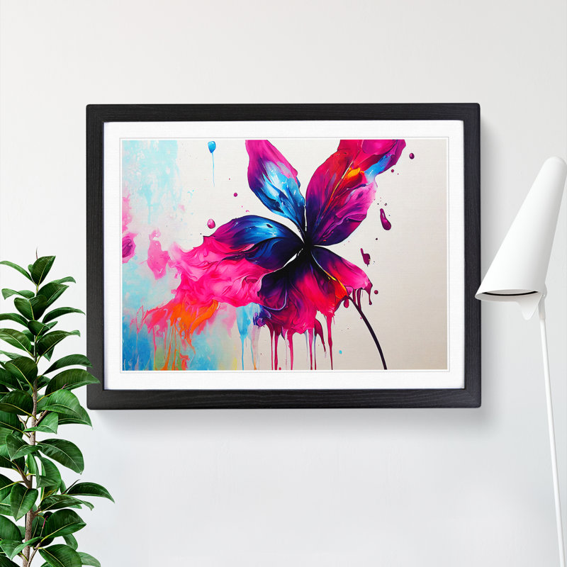 XH1022-6611X Flowers Vol.2 Abstract - Single Picture Frame Painting, Black, 34cm H x 46cm W x 2cm D