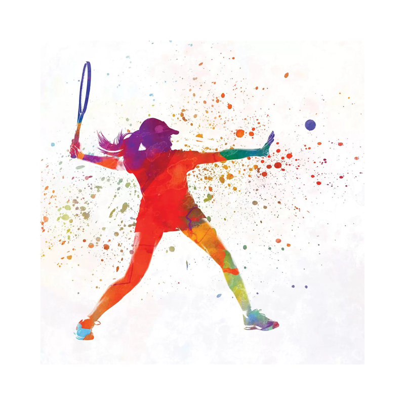Woman Tennis Player 01 in Watercolour 1 Piece Wrapped Canvas Painting, 30.48 cm H x 30.48 cm W