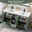 Ensemble de meuble-lavabo à double cuve 60 "avec comptoir en résine Skeen, robinet, assemblage requis-1169763535