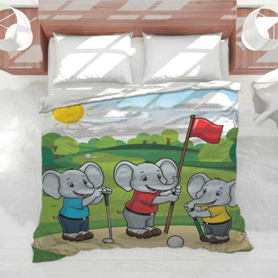 Elephants Playing Golf Comforter