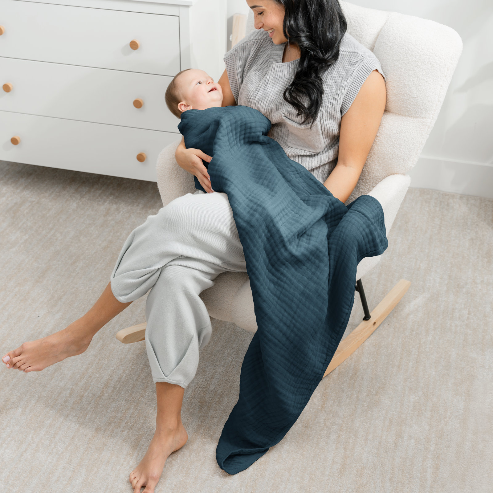 Karlina Muslin Blanket, Baby, Neptune