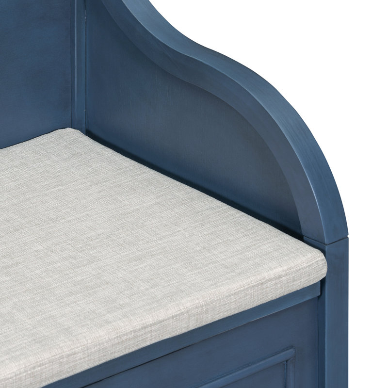 42" Wide Shoe Storage Bench with Cushion Entryway Bench Flip Top Storage Bench, Navy