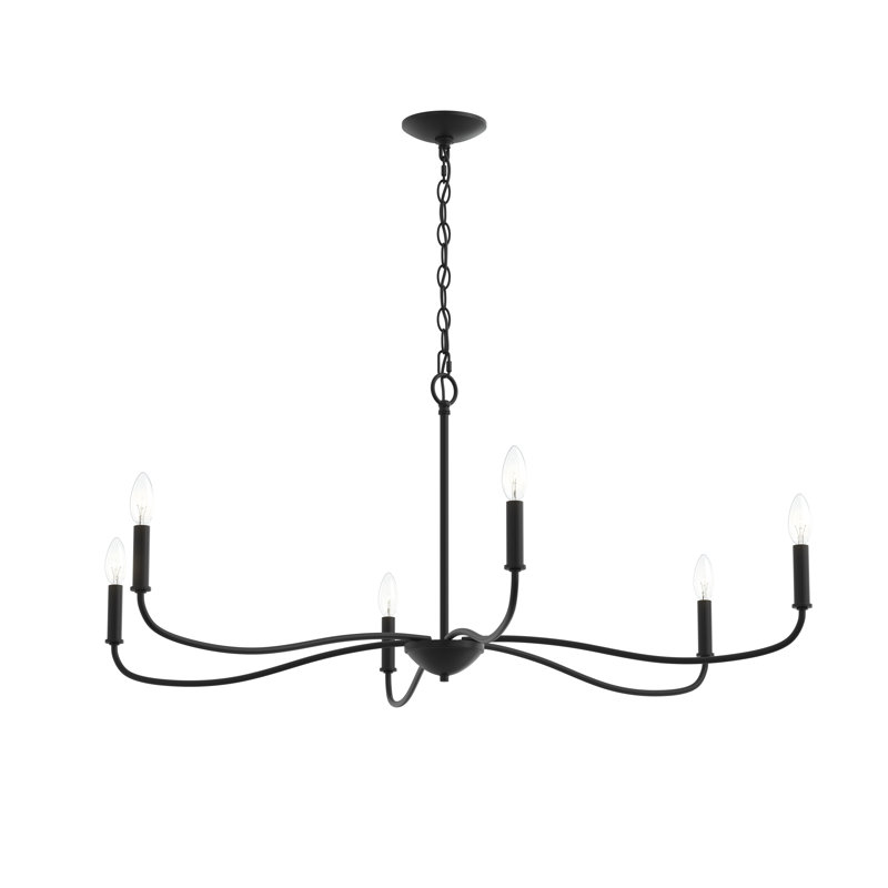 Ilia 6-Light Matte Black Extra Large Chandelier, Matte Black, 18.25" H x 42.25" W x 42.25" D