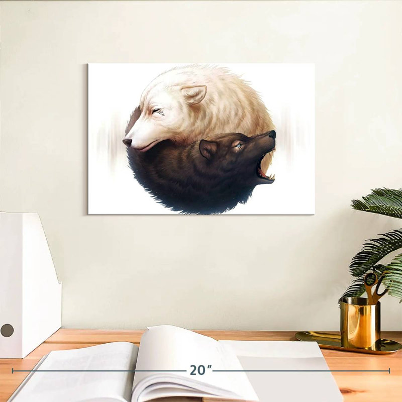 Yin And Yang Wolves, 8" H x 12" W