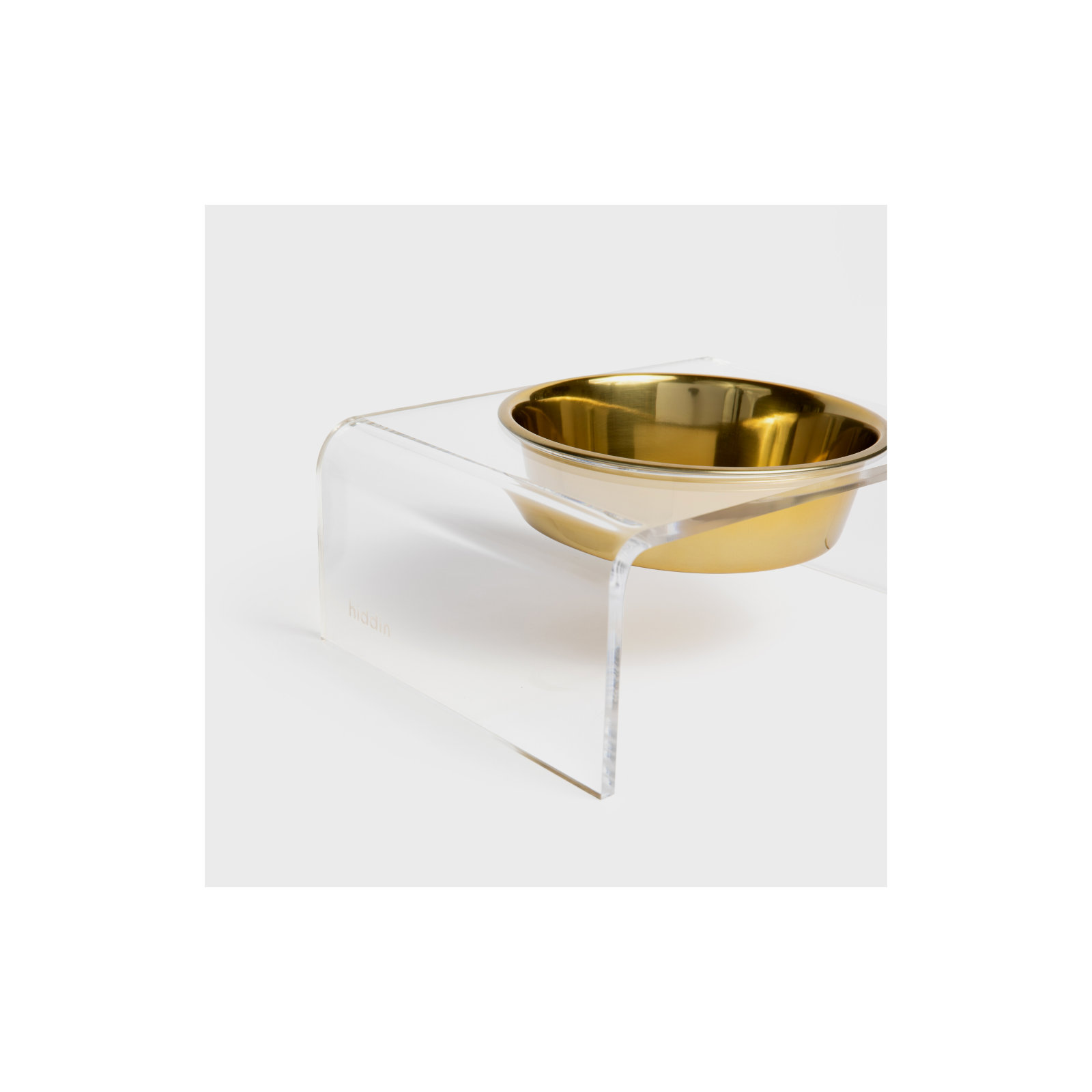 Single Bowl Elevated Feeder with Bowl, Gold, Clear