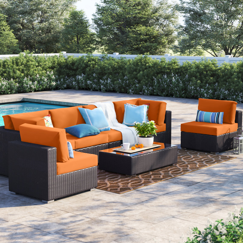 Ensemble modulaire d'extérieur 7 pièces Convene, Orange