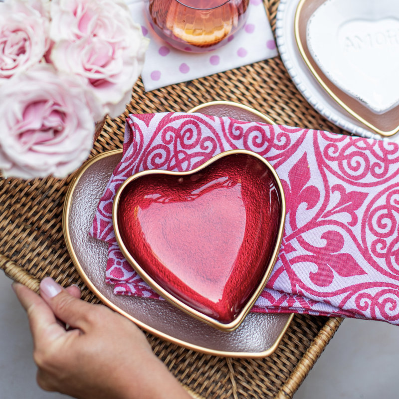 Baroque Handmade Glass Dinner Plate, Pink