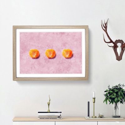 Oranges on Pink - Picture Frame Graphic Art Print