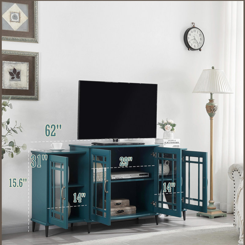 Meuble télé 62 po, buffet Buffet, bleu sarcelle